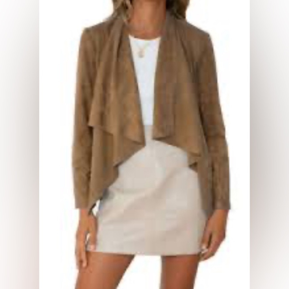 Kut by The Kluth vegan faux sued 3X taupe open jacket/blazer/coatigan - Picture 2 of 4